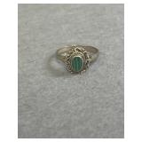 Size 7.5 Sterling Malachite Stone Ring