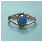 925 Size 8.5 Turquoise Cabochon Set Ring