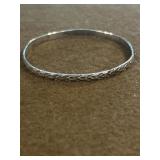 Sterling Bangle with Engraved Leaf Design