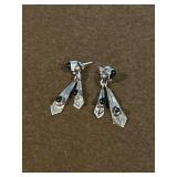 Sterling Black Onyx Feather Dangle Post-Back