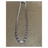 Sterling 17in Red Garnet Tennis Bracelet