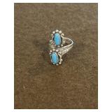Size 2 Sterling Oblong Turquoise Ring
