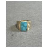 Sterling Size 9 Rectangular Turquoise Ring