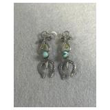 Navajo Sterling Naja Turquoise Dangle Earrings