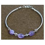 5in Sterling Tubular Amethyst Bead and Silver