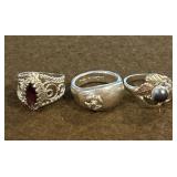 Sterling Size 4.4 Ring Lot of 3