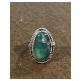 Sterling Size 4.5 Navajo Oval Cut Handmade Ring