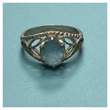925 Size 5 Aquamarine Stone Set Oval Ring