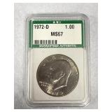 1972-D MS67 Eisenhower one dollar ANI