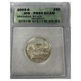 2003-S Arkansas Silver Proof Quarter ICG PR69