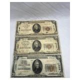 1929 $20 state bills lot of 3- 2189,0527,1358