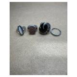 Sterling size 7 Oval lot of 4 rings