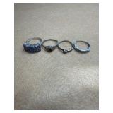 Sterling size 7 lot of 4 rings