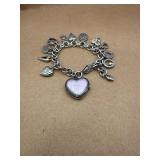 Sterling bracelet & heart pendants