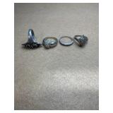Sterling size 7 lot of 4 rings