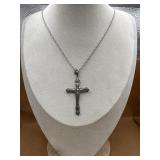 Sterling necklace & cross pendant