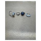 Sterling size 7 lot of 4 rings