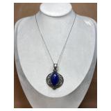 Sterling necklace & oval pendant