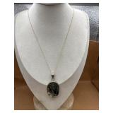 Sterling necklace & oval pendant