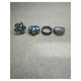 Sterling size 7 lot of 4 rings