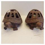 2 - Cast Iron Turtle Candle Holders