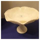 Pedesta; Milk Glass Berry Pattern Dish & Bowl
