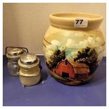 Painted Canister & Salt & Pepper