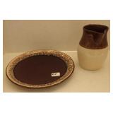 Roseville Pitcher & Brown Drip Plate