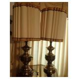 Pair Brass Tone Table Lamps