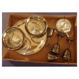 WM Rogers Stainless Sherry Glasses & Glass Candle
