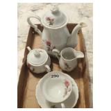Tea Pot, Cream & Sugar, Coffee Cup & Saucer