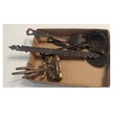 Metal Utensils & Cactus Figurine