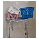 Adjustable Shower Seat & Plastic Storage Baskets