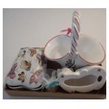 Ceramic Basket & Cat, Jewelry Box