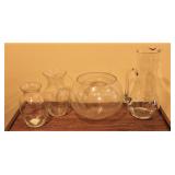 Glass Pitcher & Vases