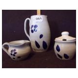 Williamsburg Pottery Pitcher & Cream & Suger