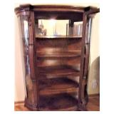 Antique Walnut Curved China Hutch