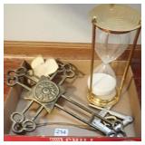 Hour Glass, Metal Cross & Masonic Emblem