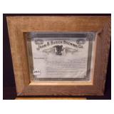 John B. Busch Brewing Co. Stock /Shares Certificat