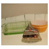 Green Depression Refrigerator Ware & Berry Bowls
