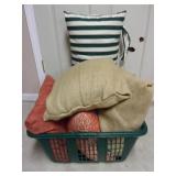 Laundry Basket & Throw Pillows