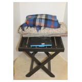 Table, Throw Rugs & Blanket