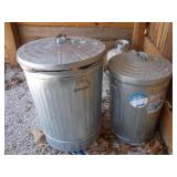2 Metal Trash Cans