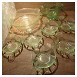 Green Depression Measuring Cup & Clear Glassware