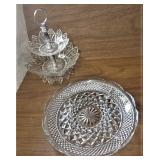 Tiered Serving Stand, Oval Blue Bowl & Platter