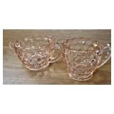 Pink Depression Bowl, Cream & Sugar