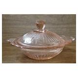 Pink Depression Cake Plate, Covered Dish