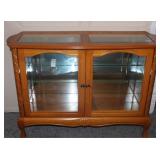 Oak Sofa Table w/Glass Top