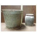 Small Brown Crock & Pale