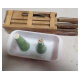 Knifes, Salt & Pepper Shakers & Cooking Dish